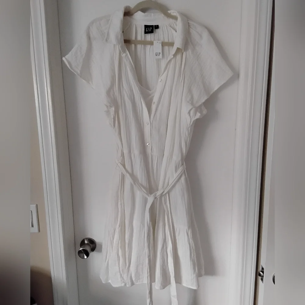 GAP Lined White Gauze Dress - Picture 1 of 3
